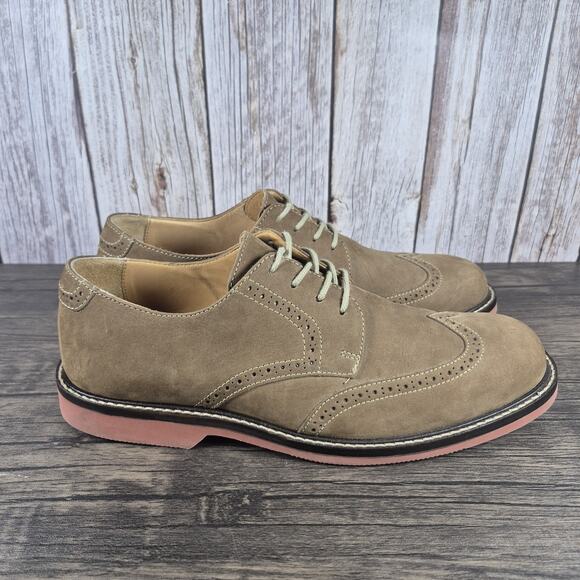 Johnston & Murphy Wingtip Oxford Tan Suede Dress Shoes Men\'s Sz 9.5 M (GUC) main image 9
